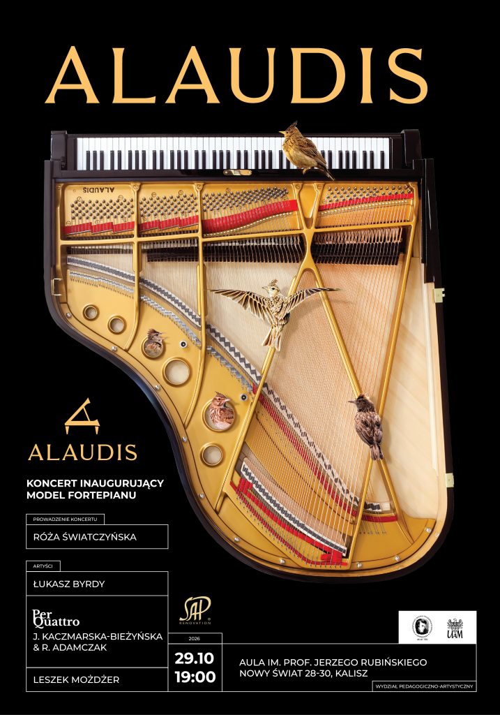 Alaudis - plakat promujący koncert inauguracyjny model fortepianu